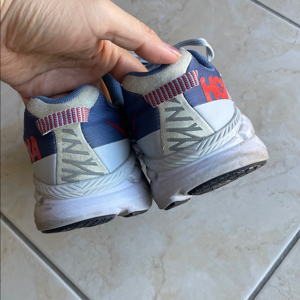 Hoka One One Blue and White Athletic Shoes - Picture 3 of 7
